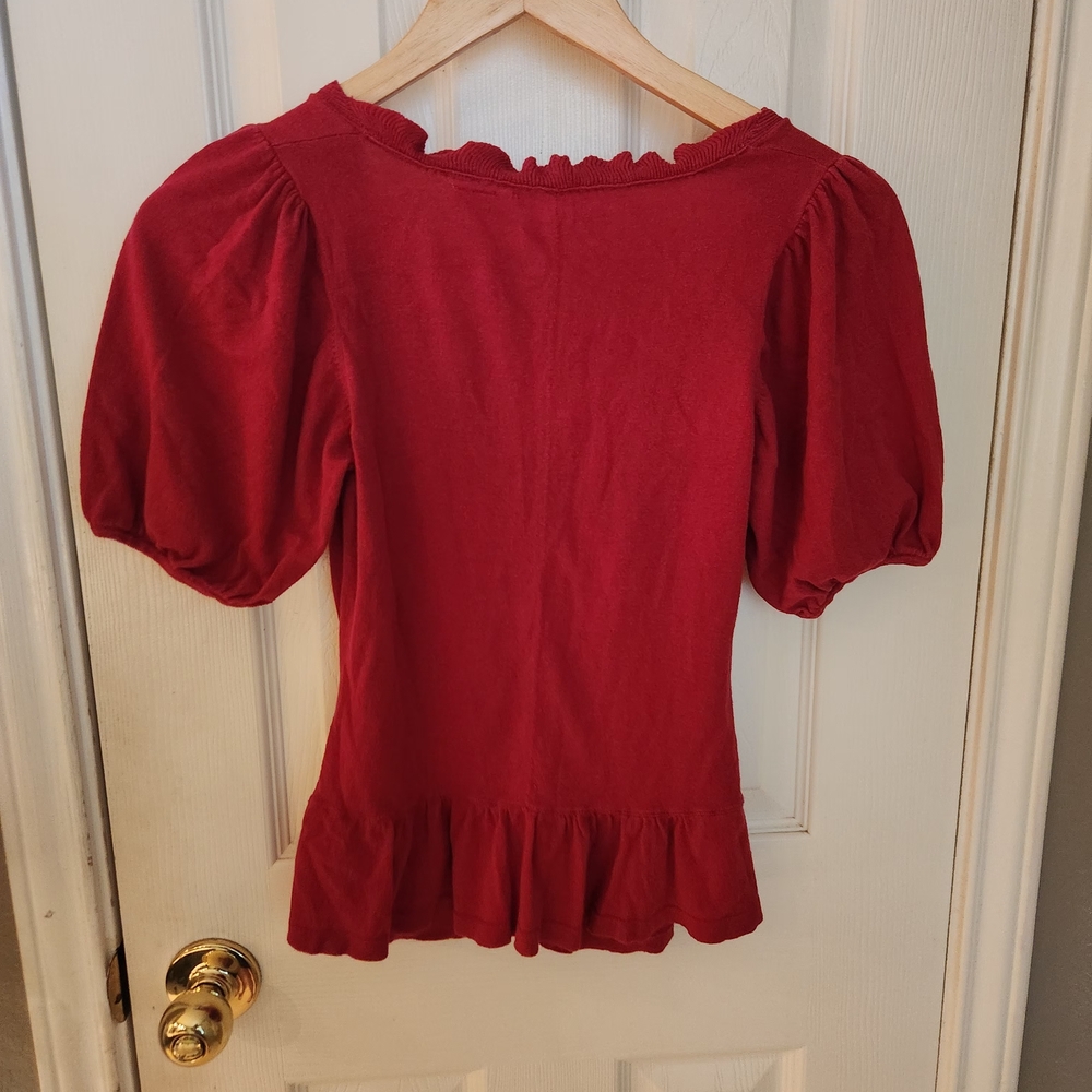 Women's Red Ruffled Top - Picture 13 of 13